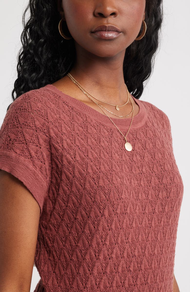 Treasure & Bond Pointelle Midi Sweater Dress, Alternate, color, Brown Sable