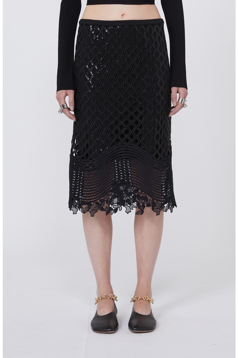 Sala Sequin Net Lace Skirt, Main, color, BLACK