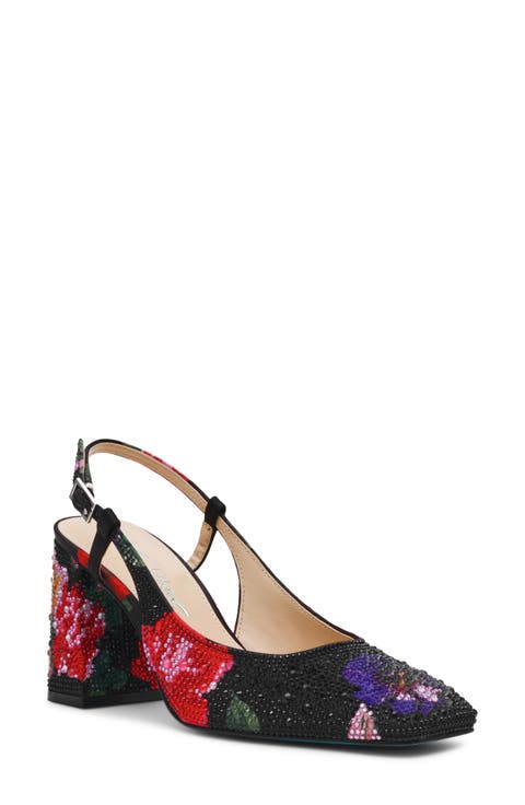 Elias Rhinestone Floral Slingback Pump (Women)