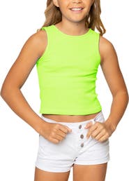 Malibu Sugar Ribbed crop sports tank top - Big Kid