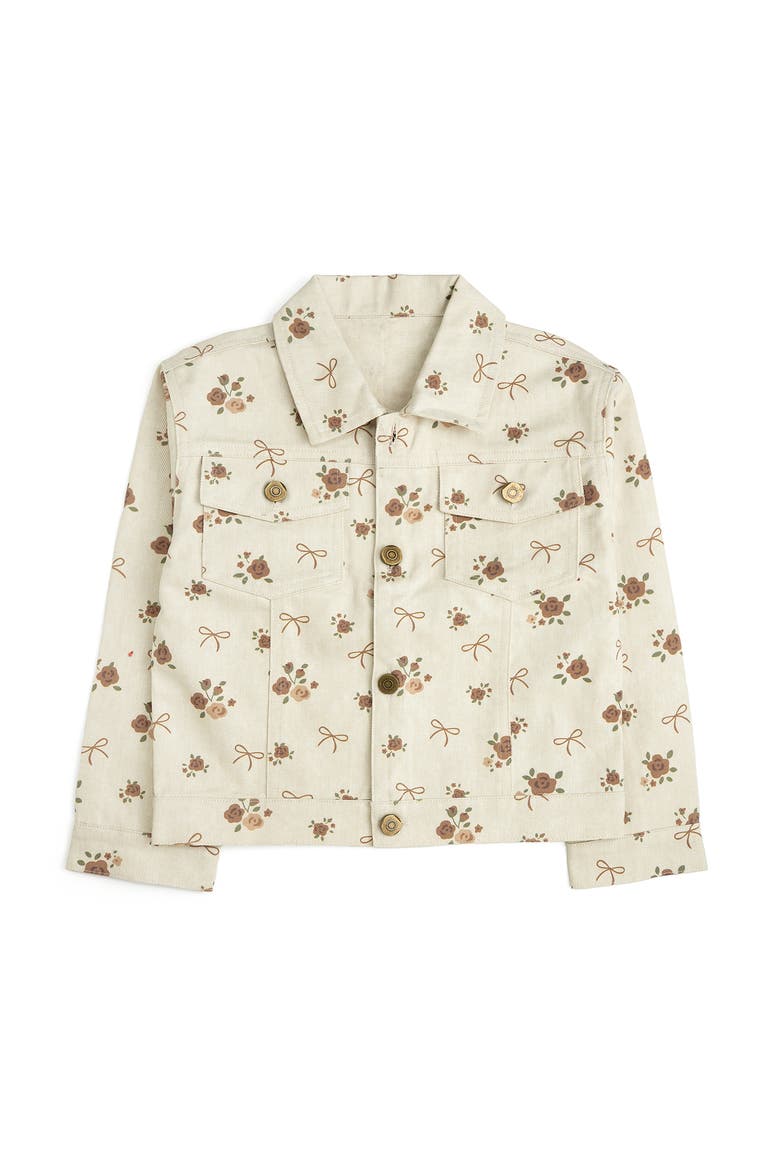 Mocha Floral Denim Jacket, Main, color, Ivory