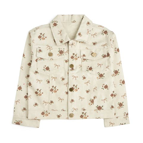 Mocha Floral Denim Jacket