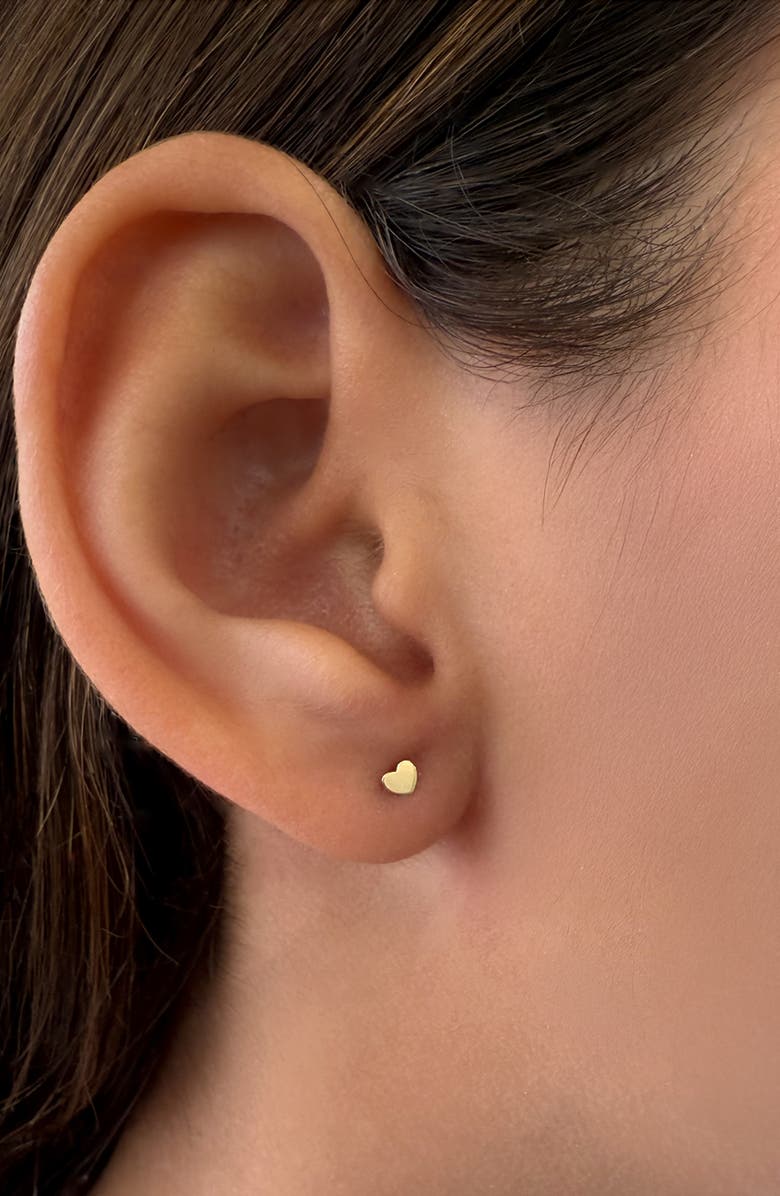 Zoe Lev Small Heart Stud Earrings, Alternate, color, Yellow Gold