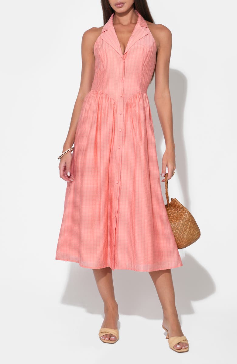 Adelyn Rae Mia Midi Shirtdress, Alternate, color, Dusty Orange