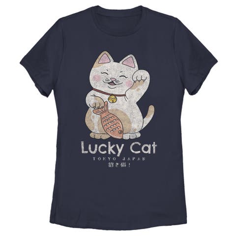 Women's Lost Gods Lucky Cat on Your Side  Graphic T-Shirt