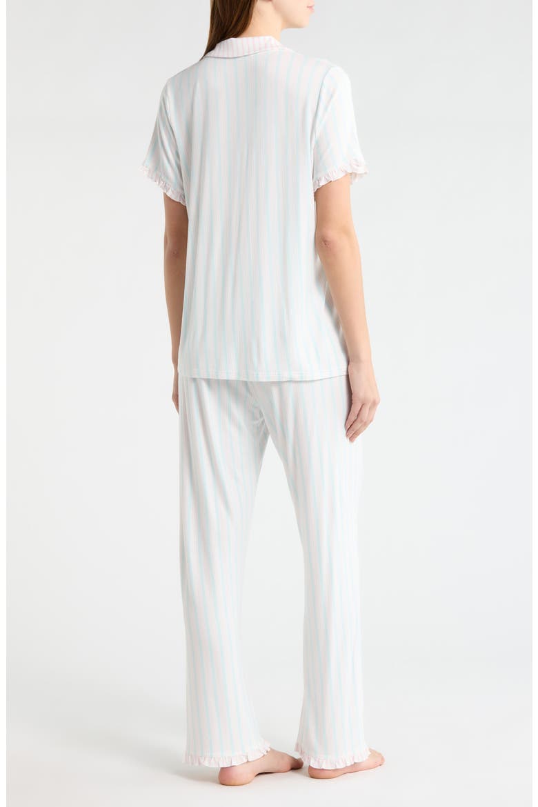 Bow Detail Stripe Pajamas, Alternate, color, BLUE/ PINK STRIPE