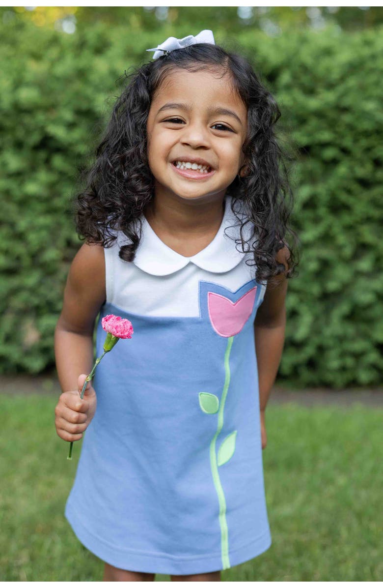 Florence Eiseman Pique Knit Dress With Tulip, Alternate, color, Blue