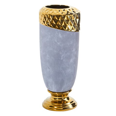 11.5-in Regal Stone Vase with Gold Accents