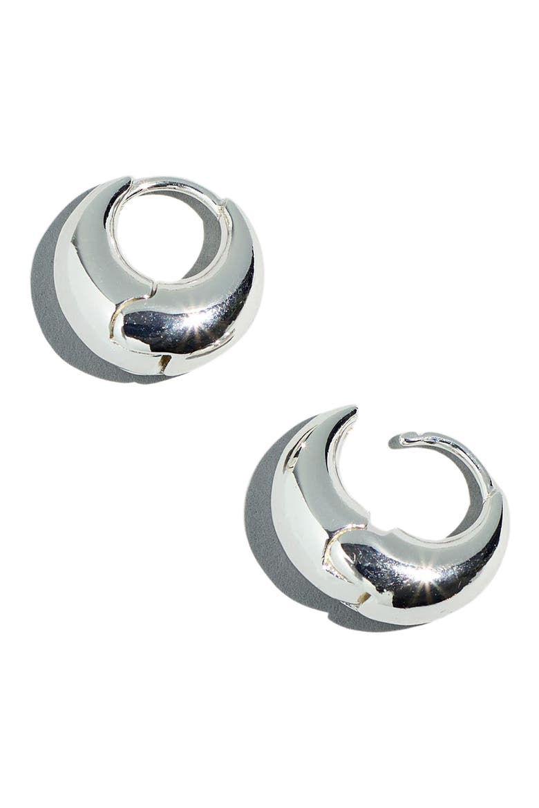 Puffy Hoop Earrings, Main, color, POLISHED SILVER