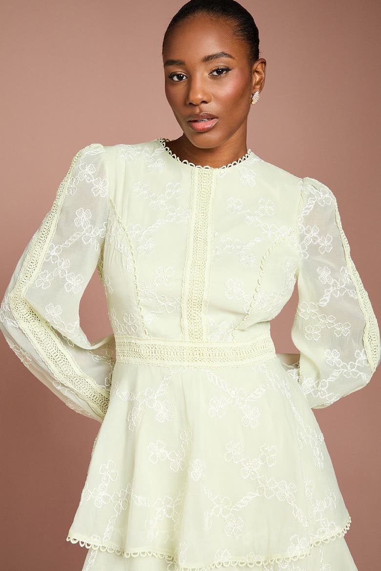 Long Sleeve Lace Midi Dress, Alternate, color, Sage