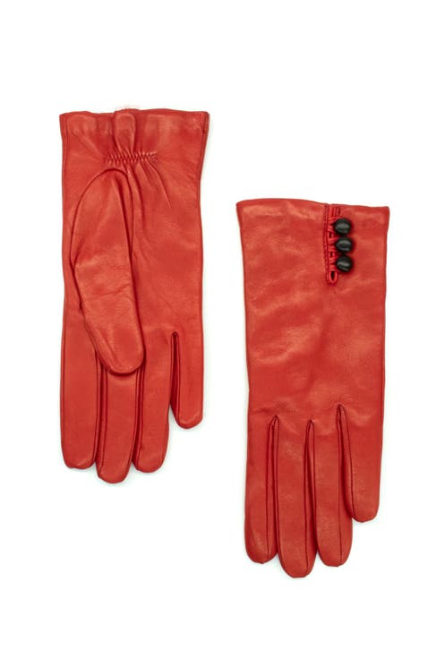 Leather Gloves with buttons in contrast color