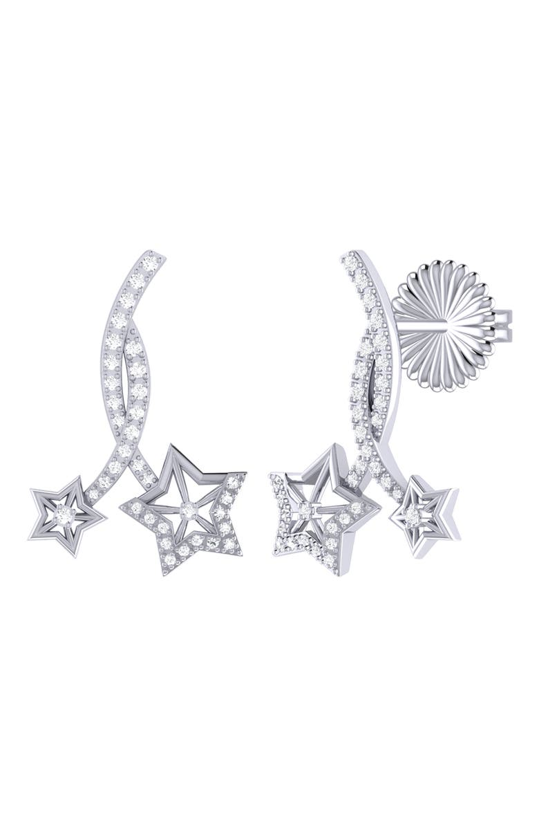 LuvMyJewelry Divergent Stars Sterling Silver Diamond Twist Earring, Main, color, 