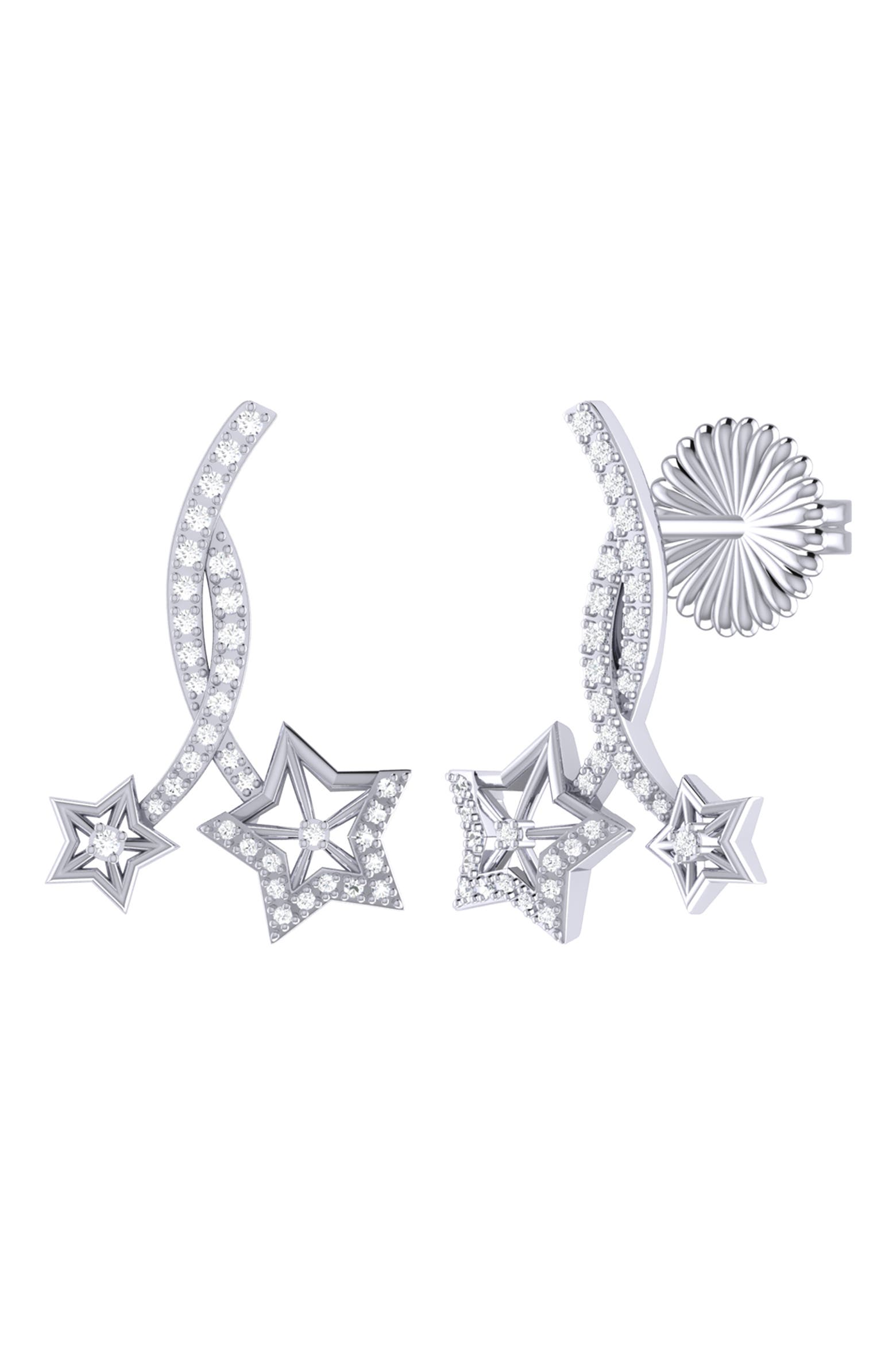 Stars Silver LuvMyJewelry Divergent Stars Sterling Silver Diamond Twist Earring ...