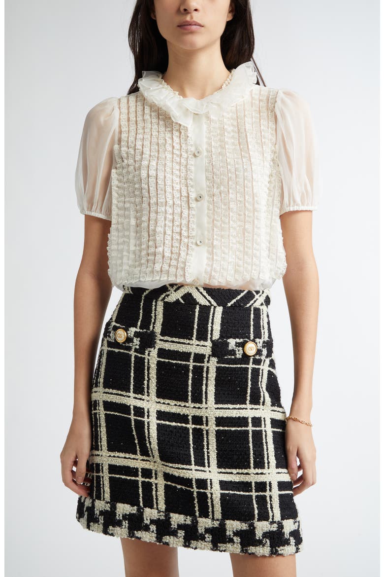 Ruffle Silk Chiffon Top, Main, color, IVORY