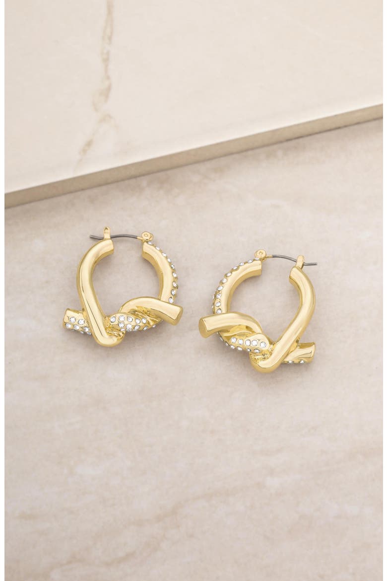 Crystal Knot Hoop Earrings, Alternate, color, GOLD