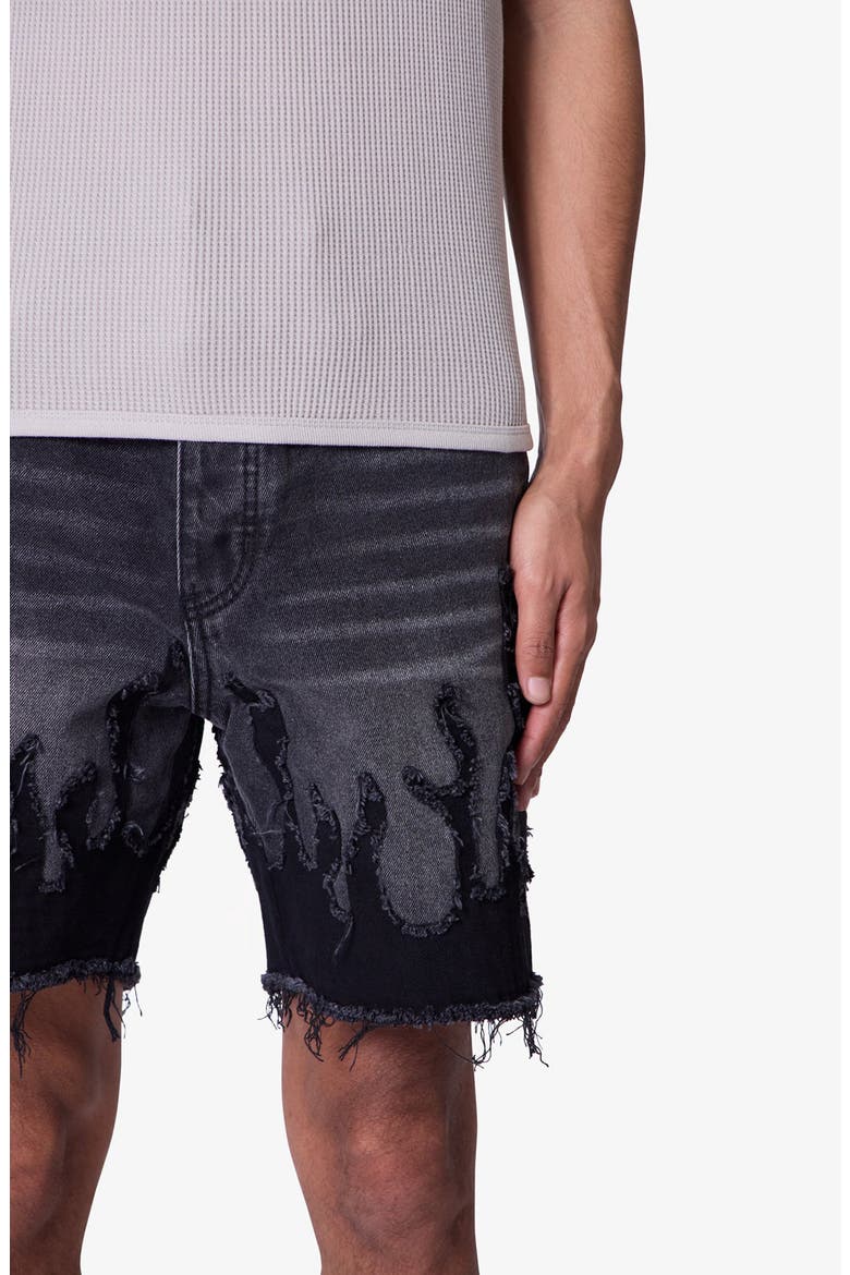 Flame Denim Shorts, Alternate, color, WASHED BLACK