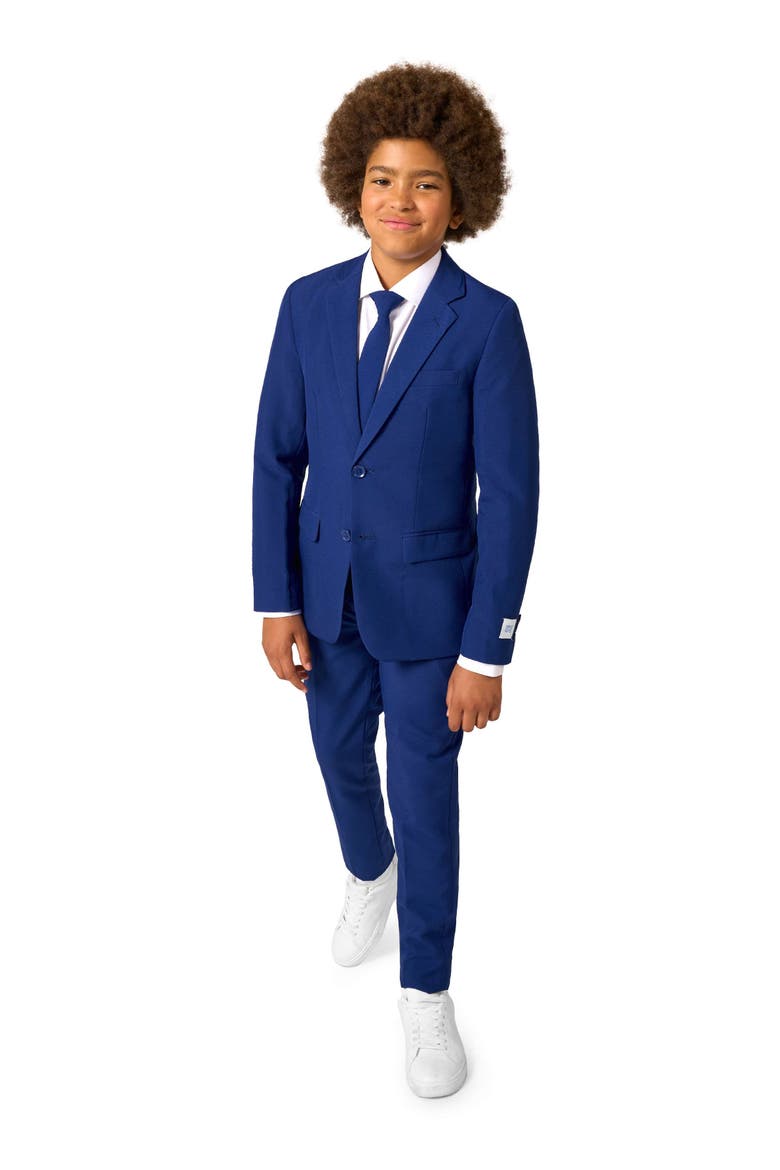 Navy Royale Two-Piece Suit with Tie, Main, color, BLUE