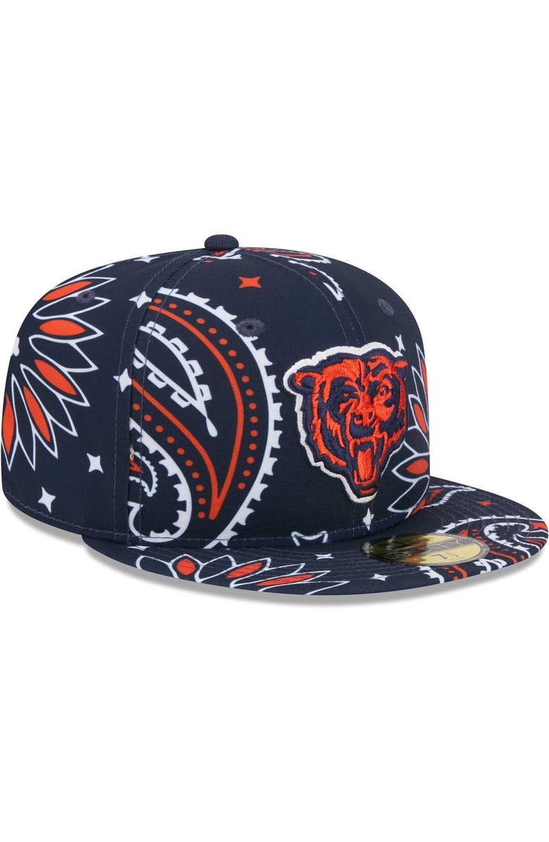 New Era Men's New Era Navy Chicago Bears Paisley 59FIFTY Fitted Hat, Alternate, color, 