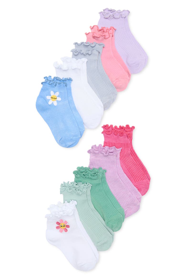 Kids' 10-Pack Lettuce Edge Ankle Socks, Main, color, MULTI