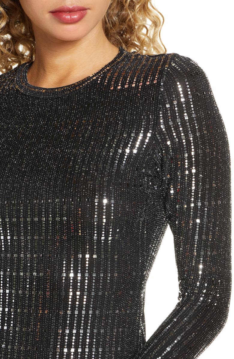 Morgan & Co. Sequin Long Sleeve Minidress, Alternate, color, 