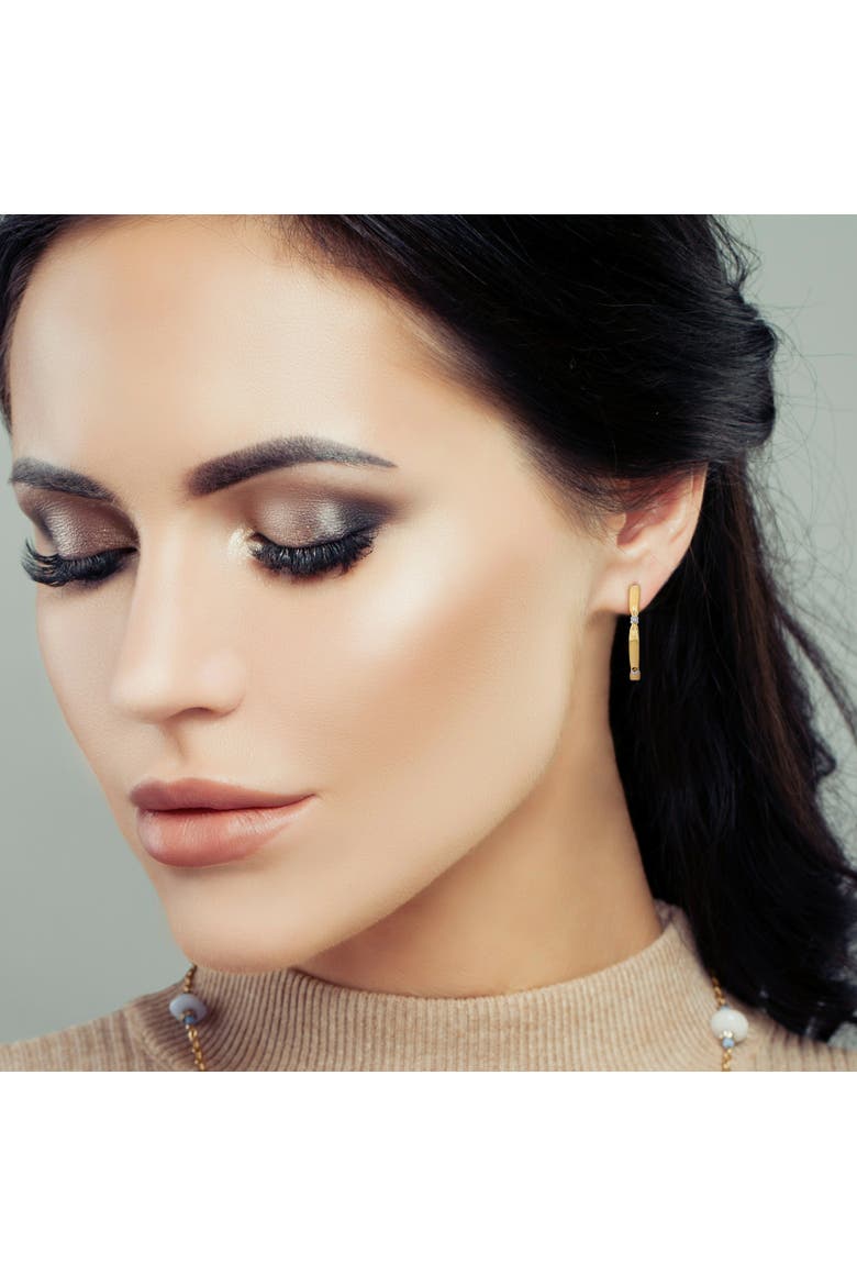 Diamond Semi Hoop Earrings 14k Gold, Alternate, color, Yellow Gold