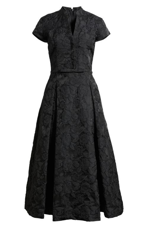 Sachin & Babi Hanna Floral Cloqué Cocktail Midi Dress In Black