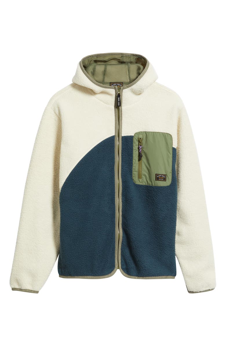 DARK SEAS Aliso Colorblock Fleece Zip Hoodie, Alternate, color, White/ Navy