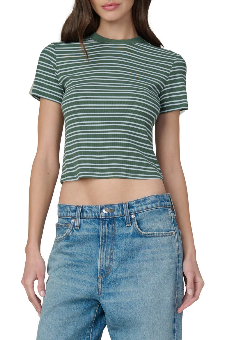 The Stripe Rib Baby T-Shirt, Main, color, CILANTRO/SKY STRIP
