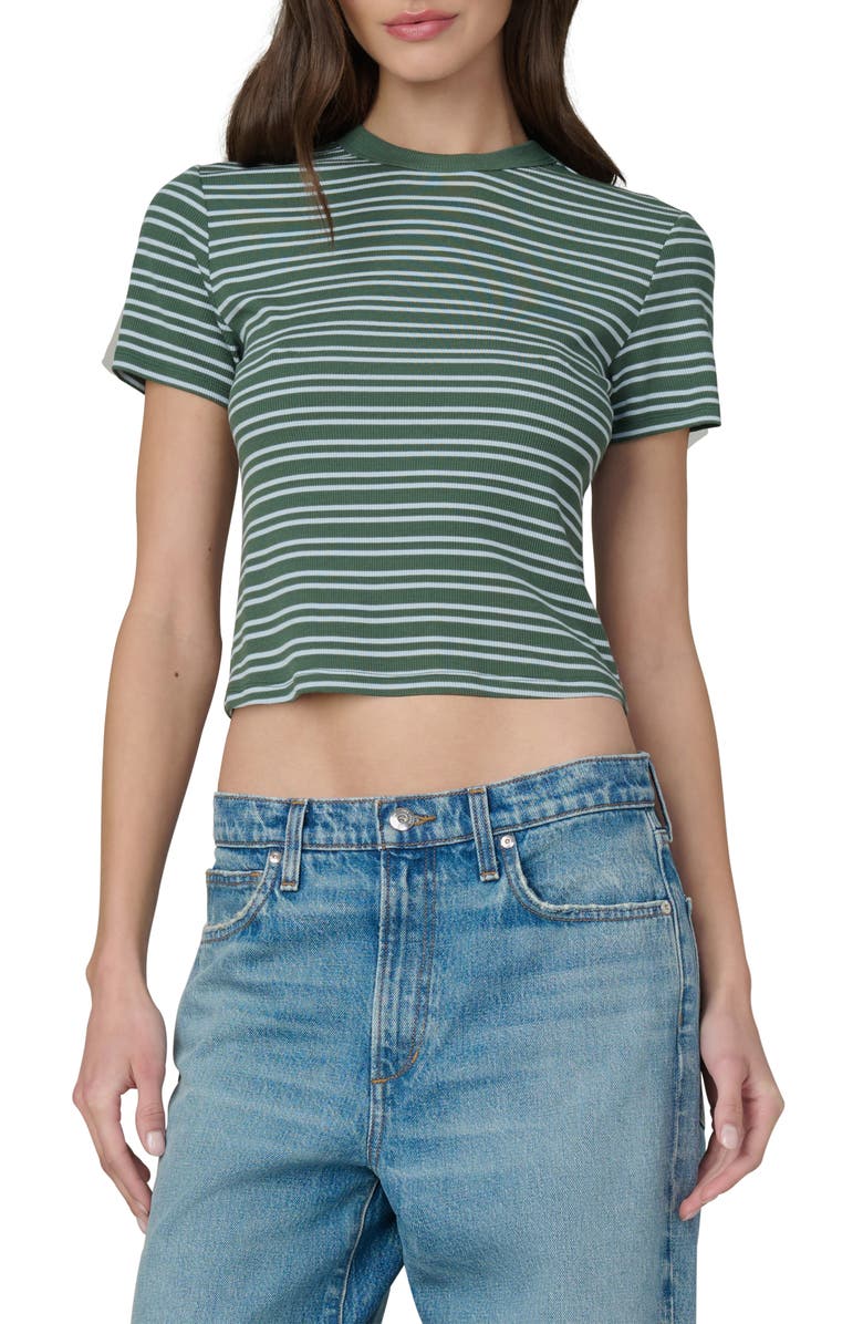 Joe's Jeans The Stripe Rib Baby T-Shirt, Main, color, Cilantro/ Sky Strip