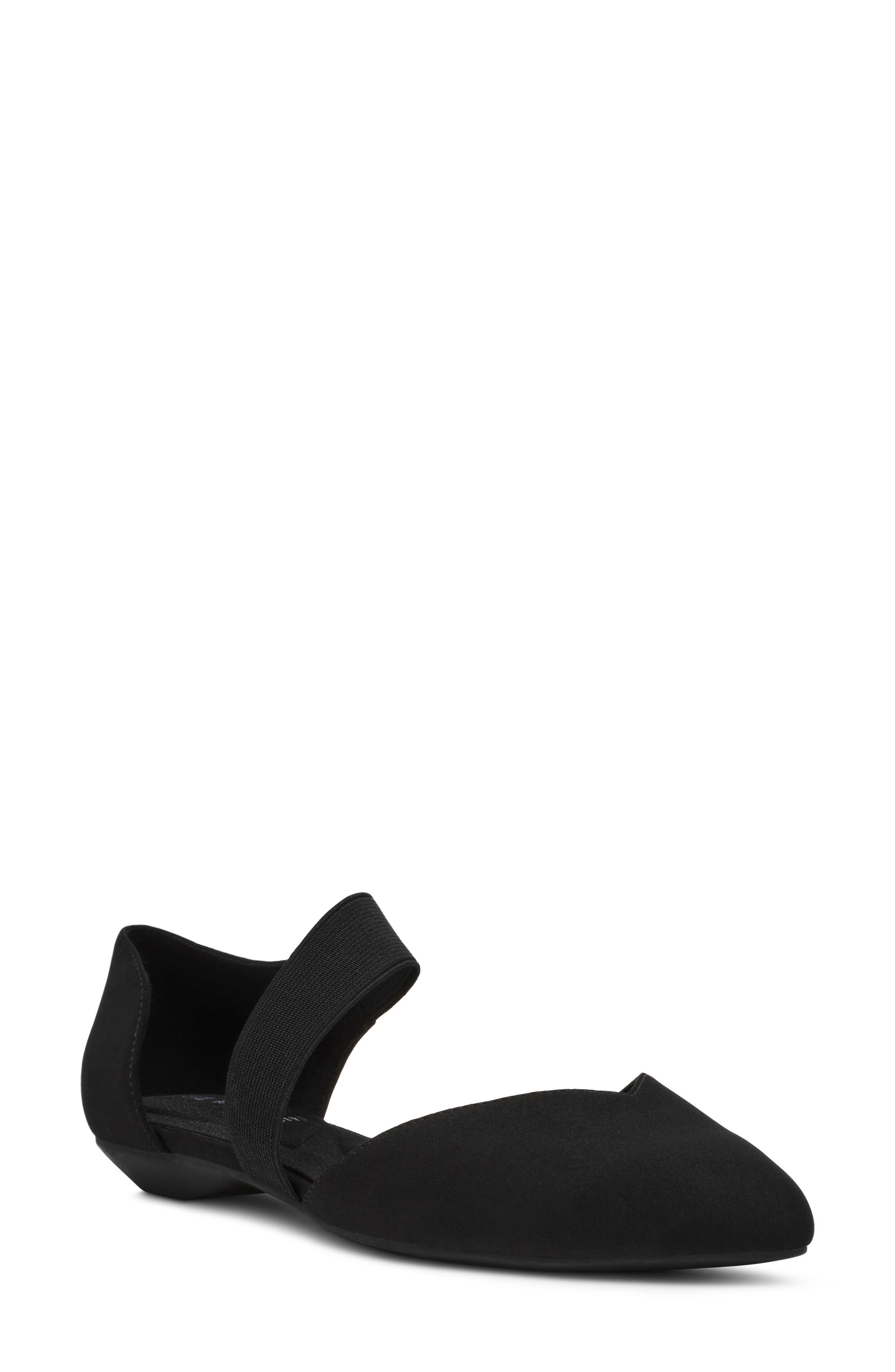Anne Klein Oksanna Pointed Toe Flat, Main, color, Black Stretch