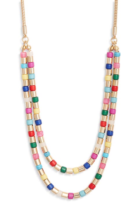 Double Row Tube Beaded Necklace