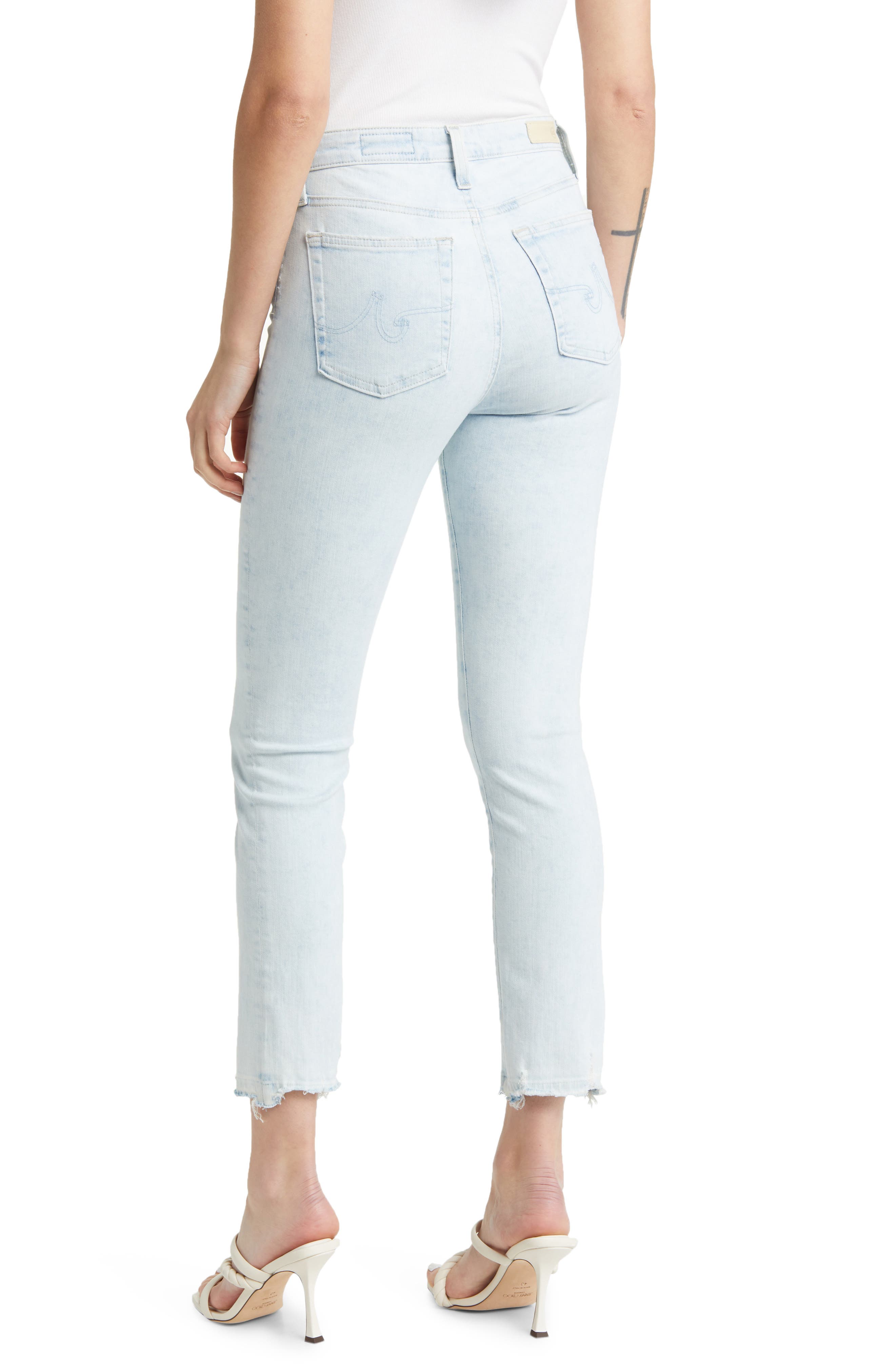 Mari Distressed Raw Hem Crop Straight Leg Jeans - image 2
