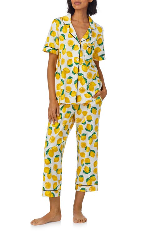 Print Crop Stretch Jersey Pajamas (Regular & Plus)