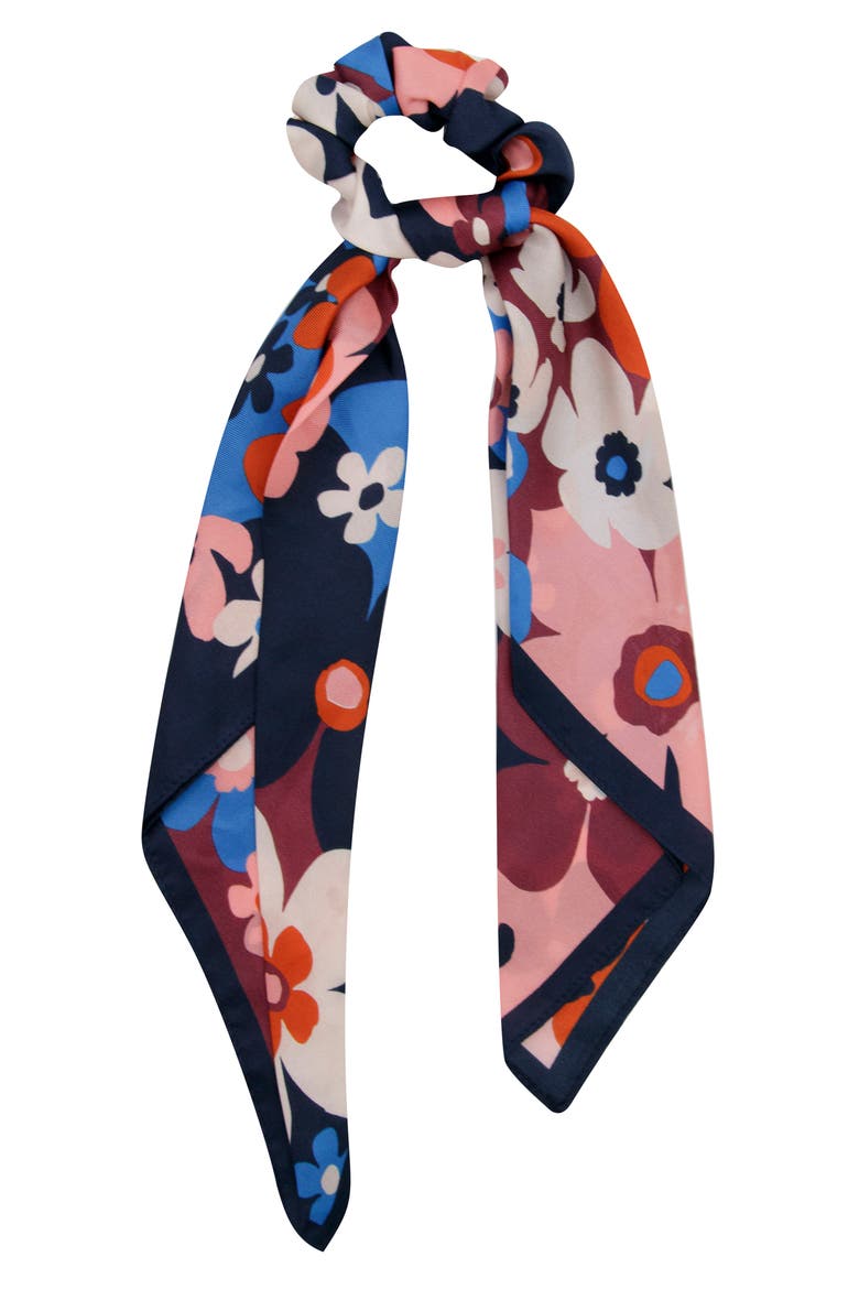 graphic floral silk hair scarf, Main, color, DEEP LIPSTICK