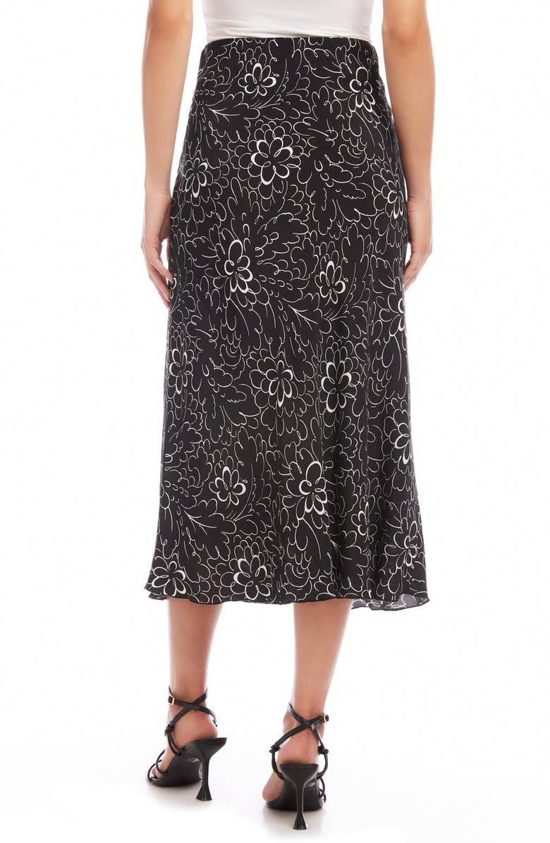 Karen Kane Scribble Floral Print Bias Cut Midi Skirt, Alternate, color, Print