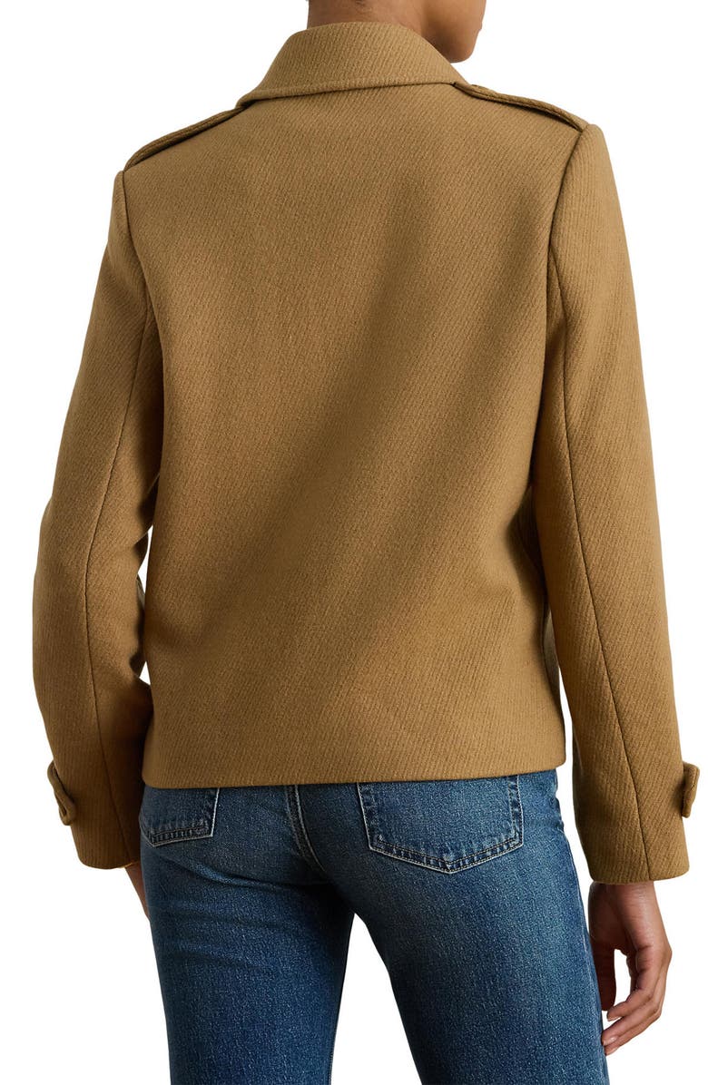 Lauren Ralph Lauren Double Breasted Wool Blend Twill Jacket, Alternate, color, Camel