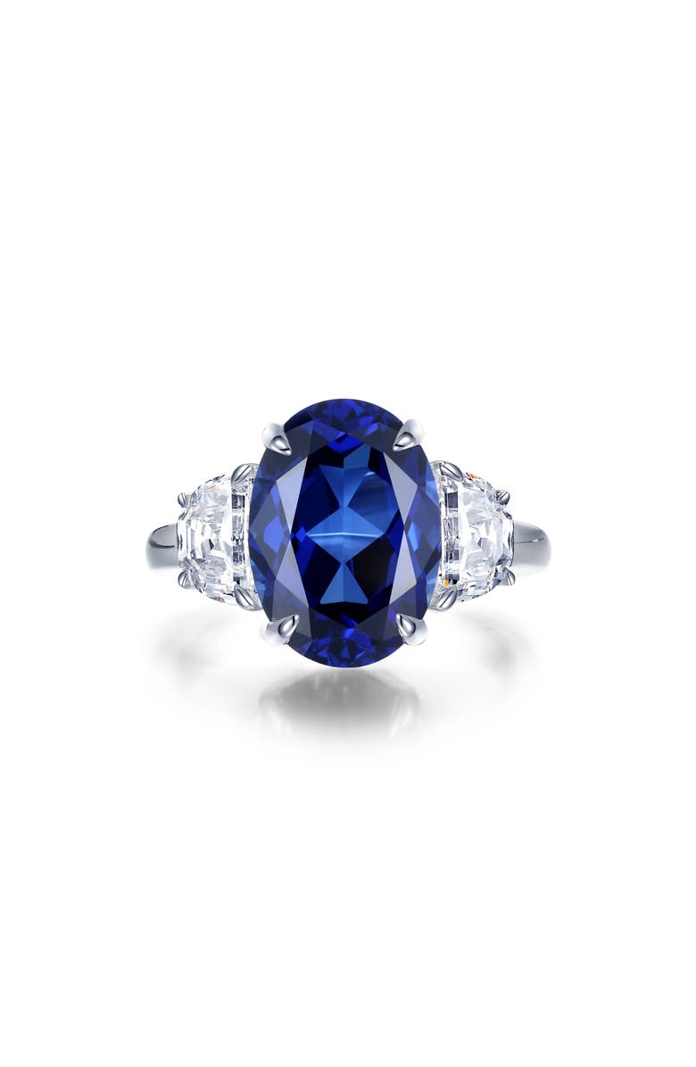 Lafonn Fancy Lab Created Sapphire & Simulated Diamond Ring, Main, color, Blue
