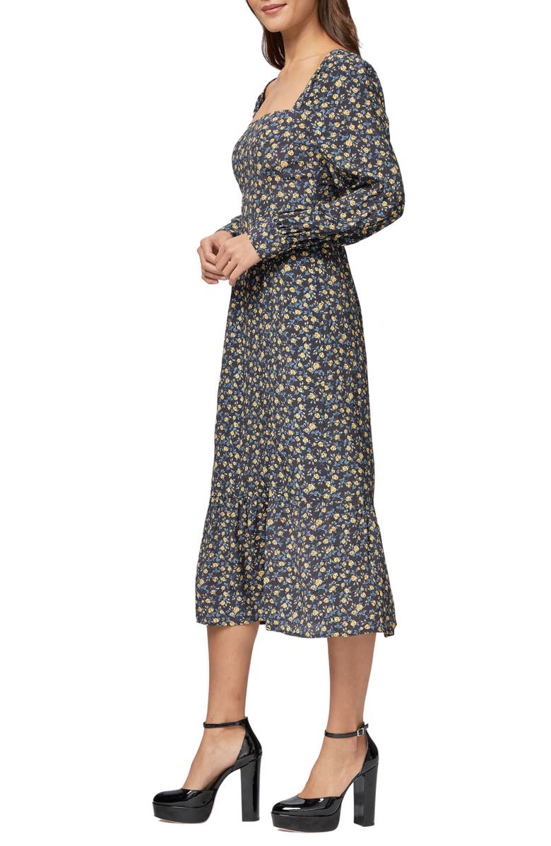 PAIGE Bacari Square Neck Long Sleeve Midi Dress, Alternate, color,