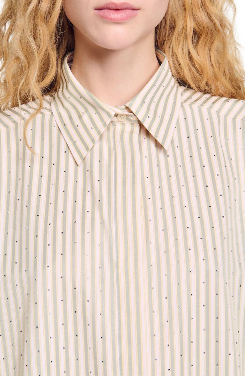 SANDRO Rhinestone striped shirt dress, Alternate, color,