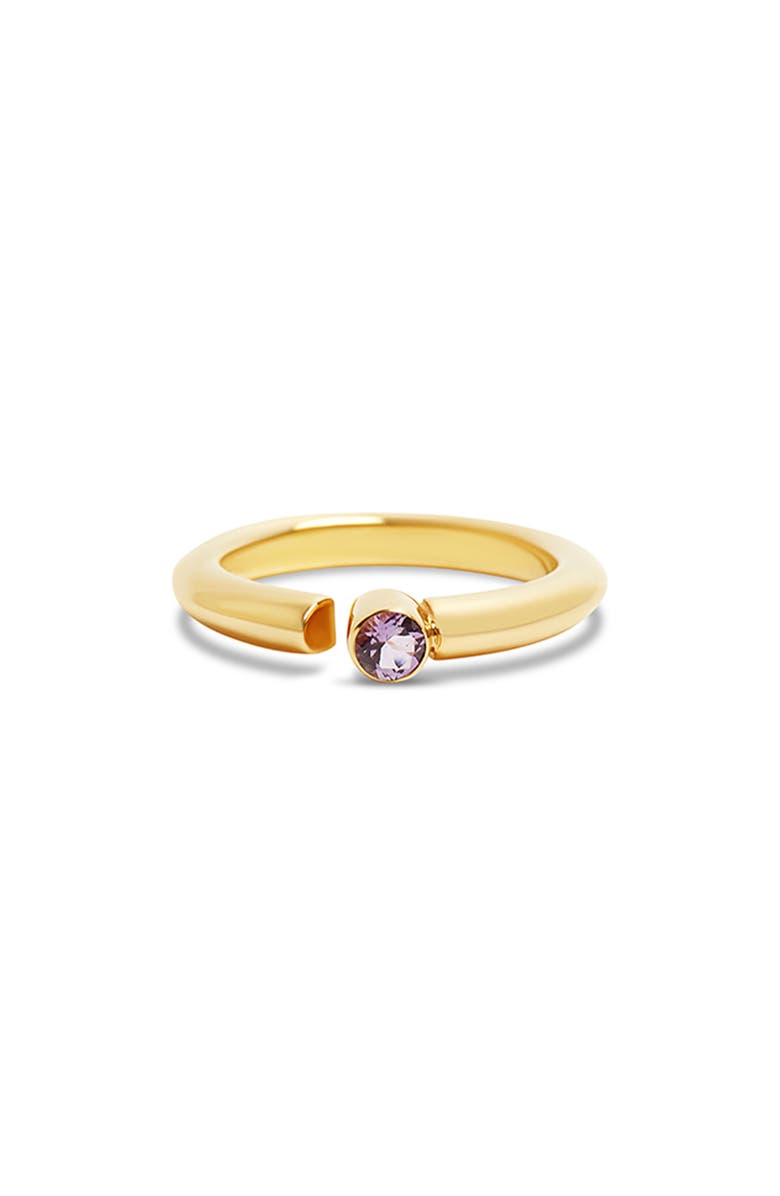 Argento Vivo Sterling Silver Stone Bypass Ring, Main, color, Gold /Amethyst