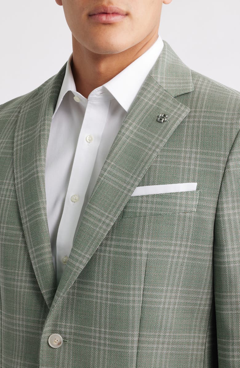 BOSS Hutson Plaid Virgin Wool Sport Coat, Alternate, color, Open Green