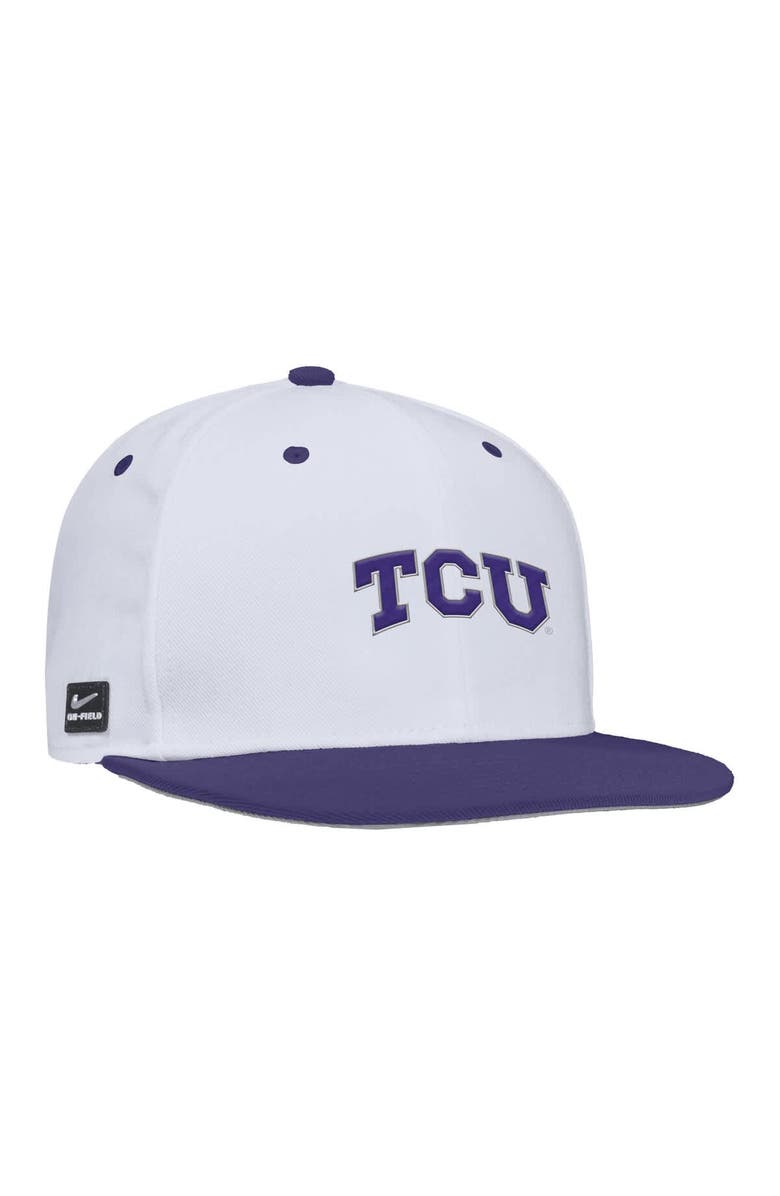 Nike Men's Nike White TCU Horned Frogs On-Field Baseball Performance Fitted Hat, Alternate, color, White