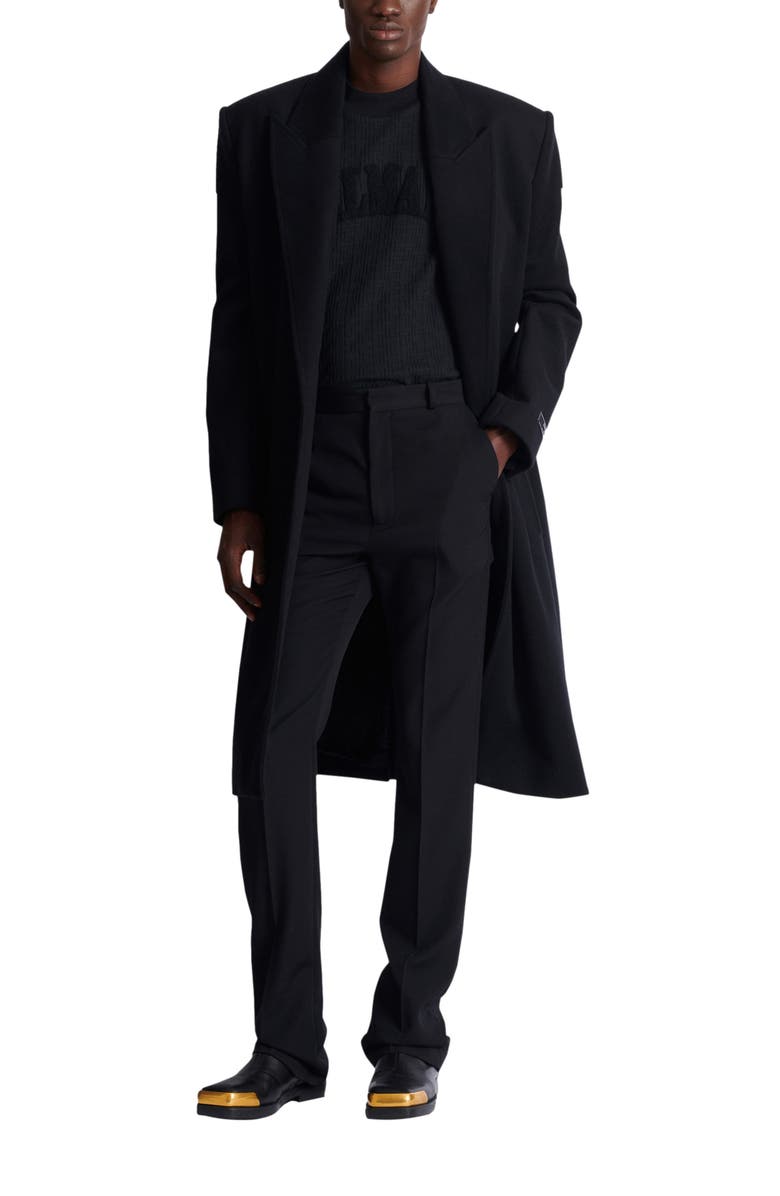 Balmain Wool darted trousers, Alternate, color, Black