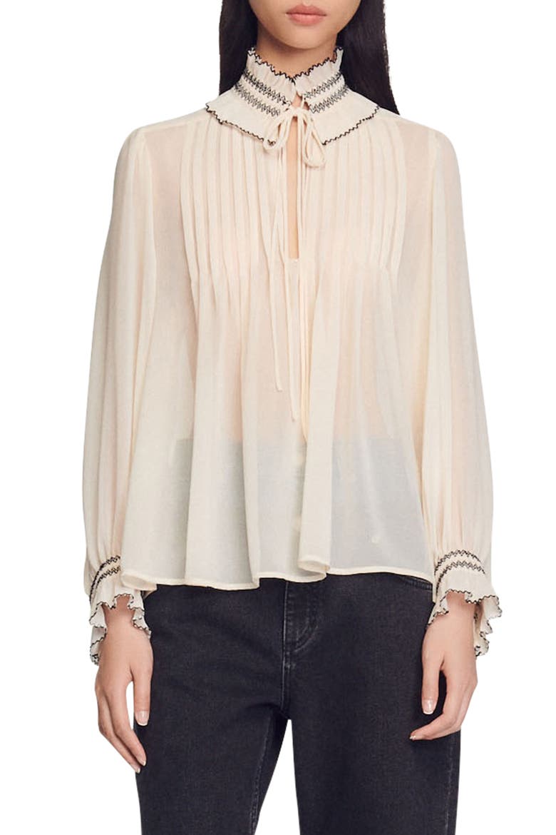 Jacinthe Split Neck Blouse, Main, color, NUDE