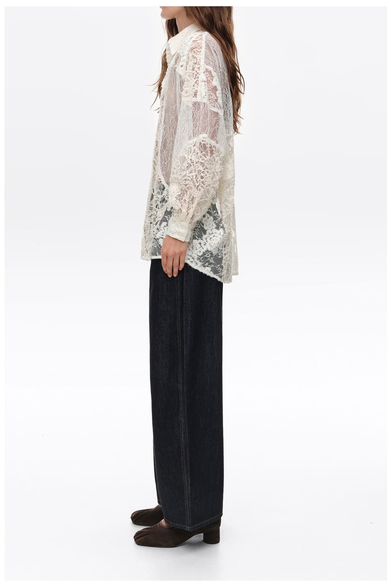 Oversize Lace Patchwork Shirt, Alternate, color, IVORY