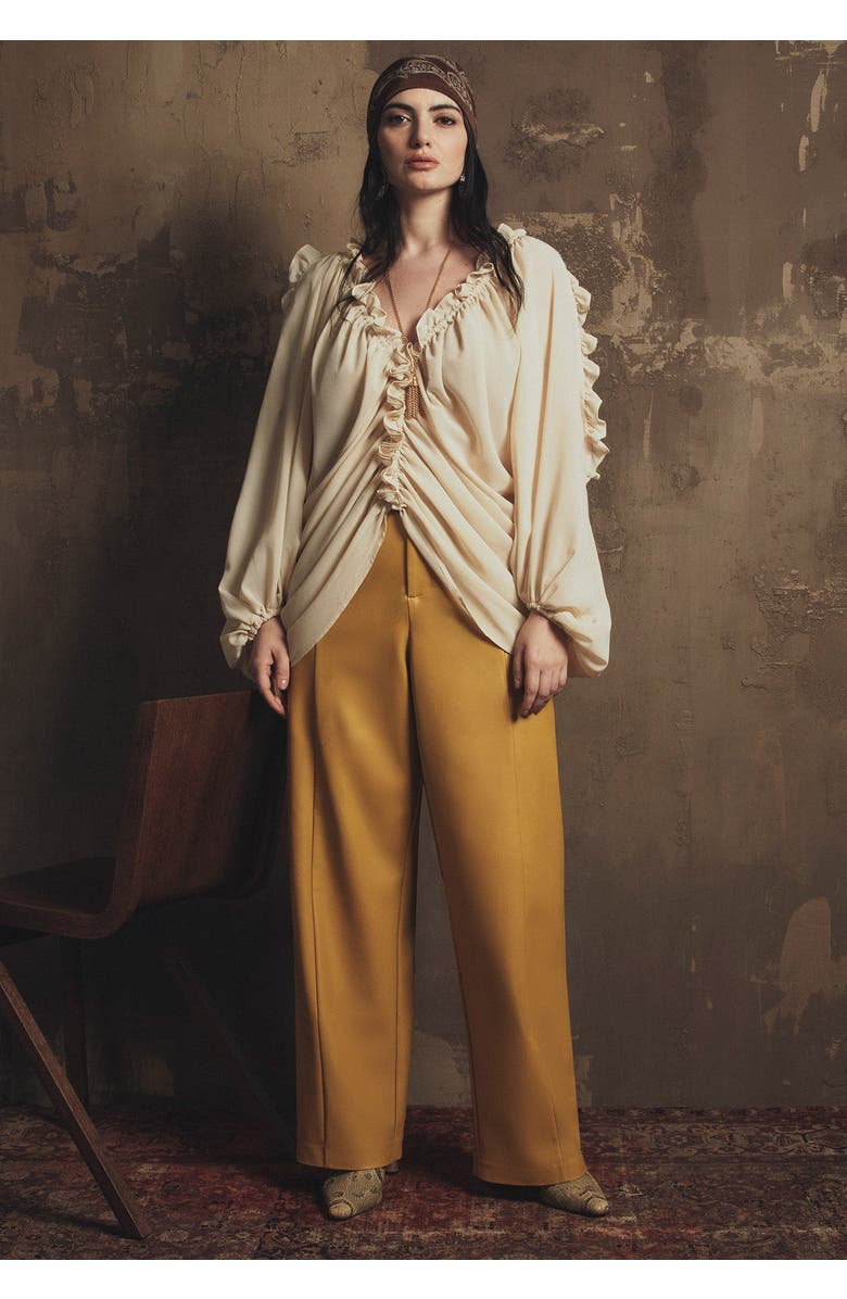 June + Vie Draped Off-The-Shoulder Blouse, Alternate, color, Pebble