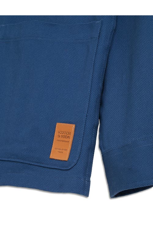 Scotch & Soda Textured Cotton Shirt Jacket In Blue