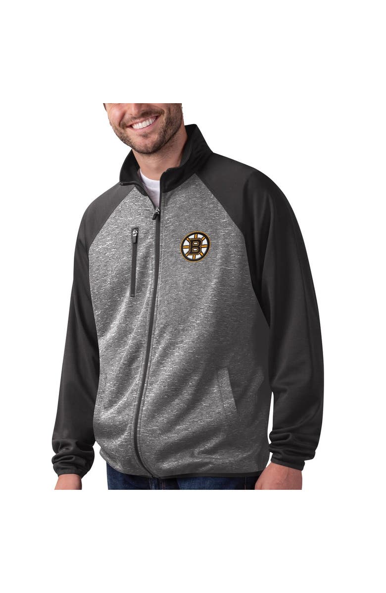 G-III SPORTS BY CARL BANKS Men's G-III Sports by Carl Banks Black Boston Bruins Runners Raglan Full-Zip Track Jacket, Main, color, Black