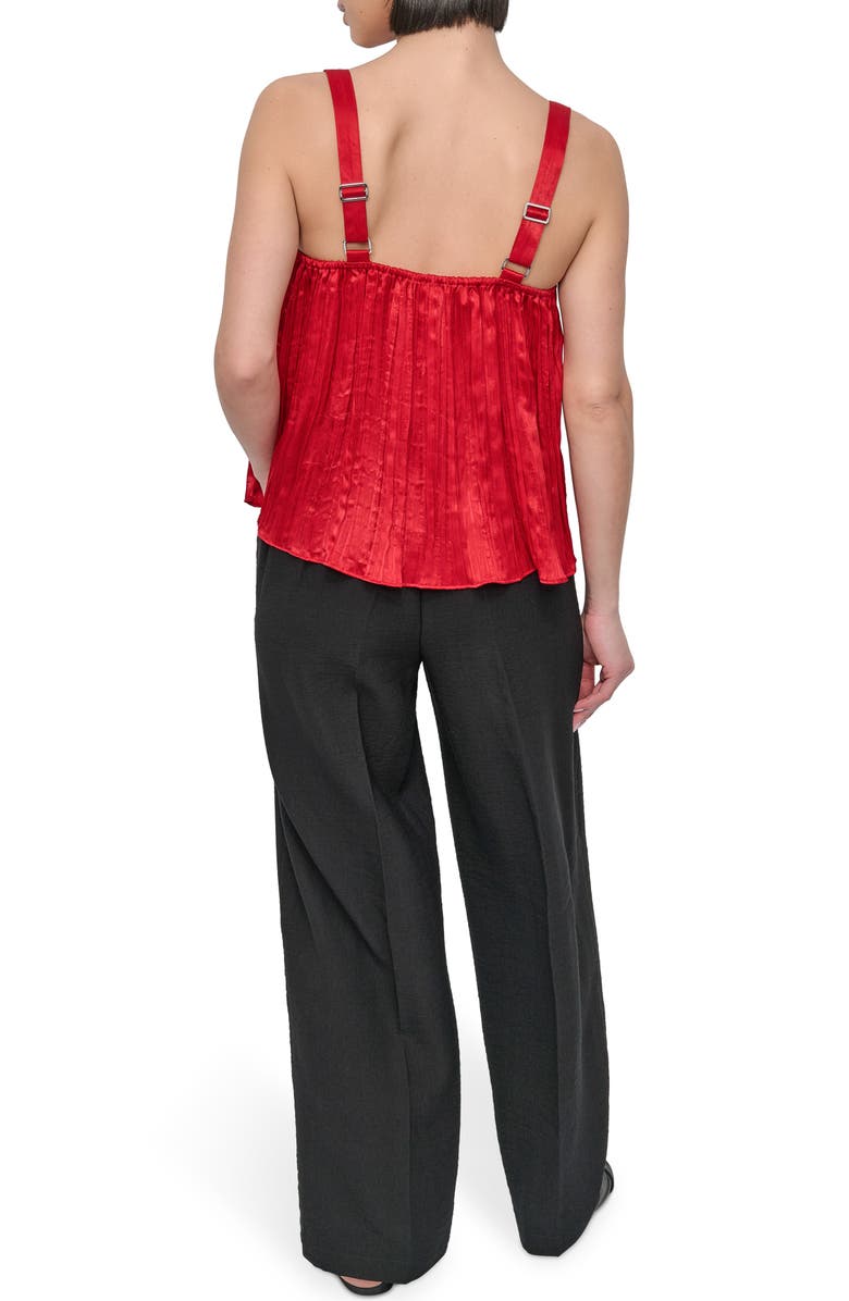 DKNY Crushed Pleats Sleeveless Top, Alternate, color, Summer Cherry