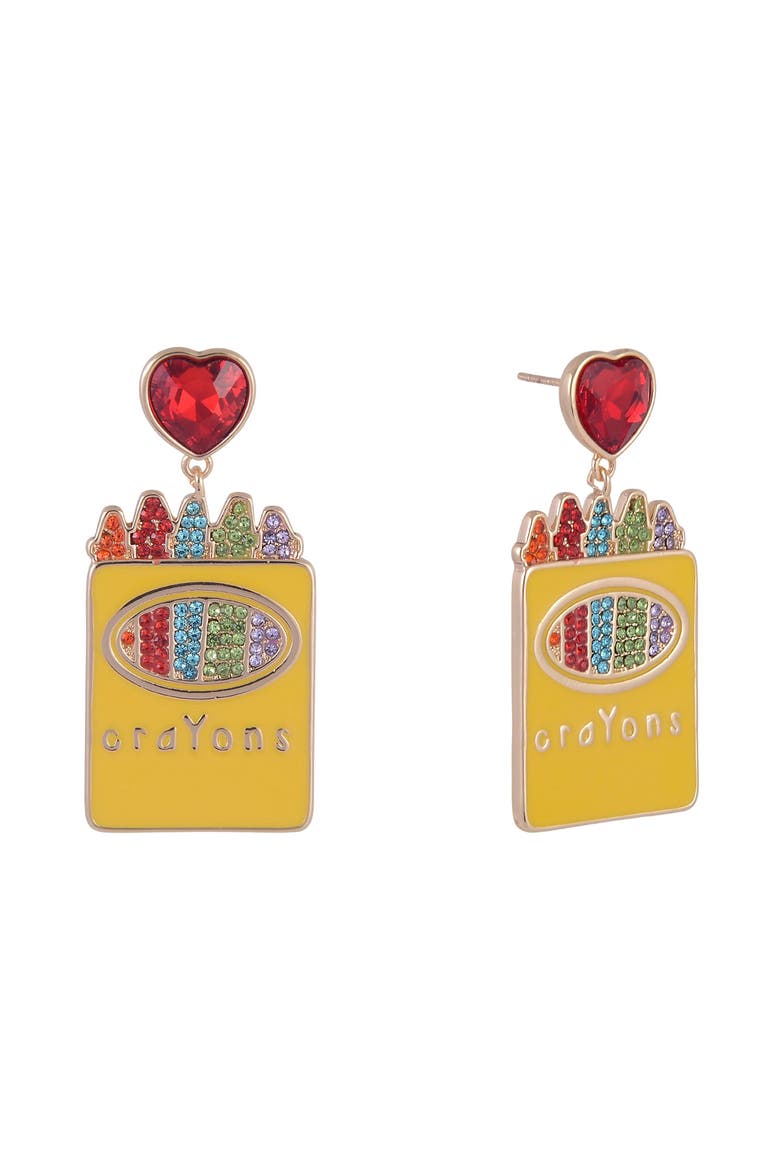 Enamel Crayon Earrings, Main, color, Yellow
